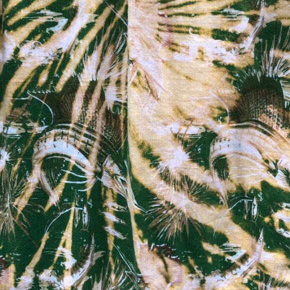 Flyshacker Sailfish Green Tan Acid Tie Dye Short Sleeve Button Shirt Mens Large - Picture 9 of 10